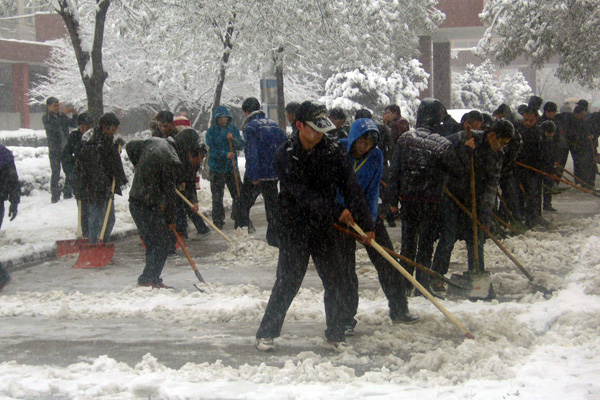 365游戏大厅学生积极开展义务劳动清扫积雪